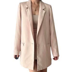 Boohoo Pink Blazer Notched Lapel Single Breasted Two Front Pockets Size 10